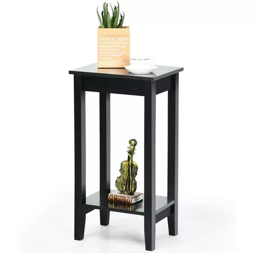Costway 2-Tier Nightstand End Side Table Coffee Table Wooden Legs Bedroom