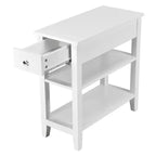 Table de chevet à 3 niveaux avec double étagère et tiroir