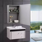 Armoire à pharmacie murale avec miroir et étagère réglable, organisateur de rangement de salle de bain, gris