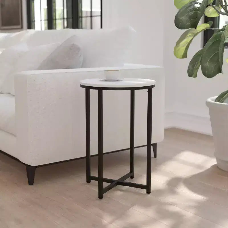 Table d'appoint Flash Furniture Hampstead Collection - Table d'appoint moderne en stratifié avec cadre entrecroisé