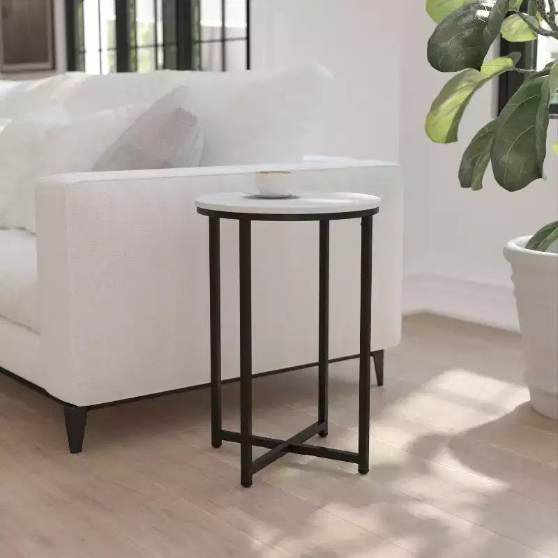 Table d'appoint Flash Furniture Hampstead Collection - Table d'appoint moderne en stratifié avec cadre entrecroisé