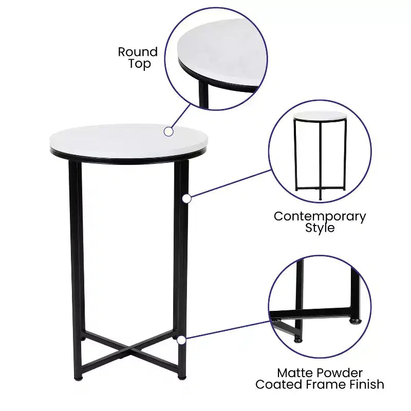 Table d'appoint Flash Furniture Hampstead Collection - Table d'appoint moderne en stratifié avec cadre entrecroisé