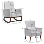 Fauteuil à bascule 2 en 1 en tissu Costway, fauteuil de nurserie avec oreiller, gris clair