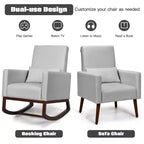 Fauteuil à bascule 2 en 1 en tissu Costway, fauteuil de nurserie avec oreiller, gris clair