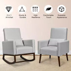 Fauteuil à bascule 2 en 1 en tissu Costway, fauteuil de nurserie avec oreiller, gris clair