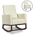 Costway 2-in-1 Fabric Upholstered Rocking Chair Nursery Armchair with Pillow Beige
