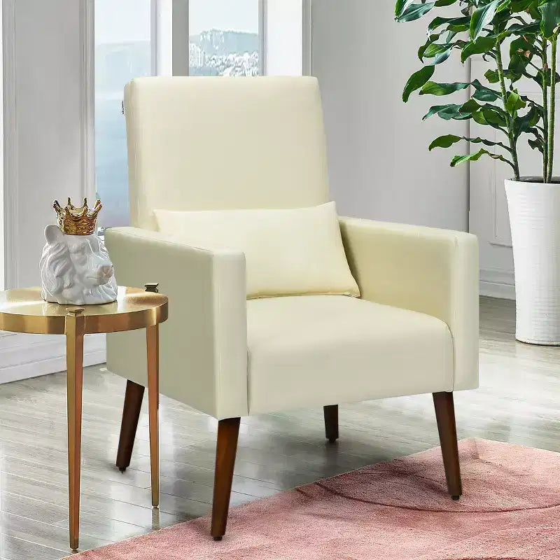 Costway Fauteuil à bascule 2-en-1 en tissu rembourré pour chambre d'enfant avec oreiller Beige