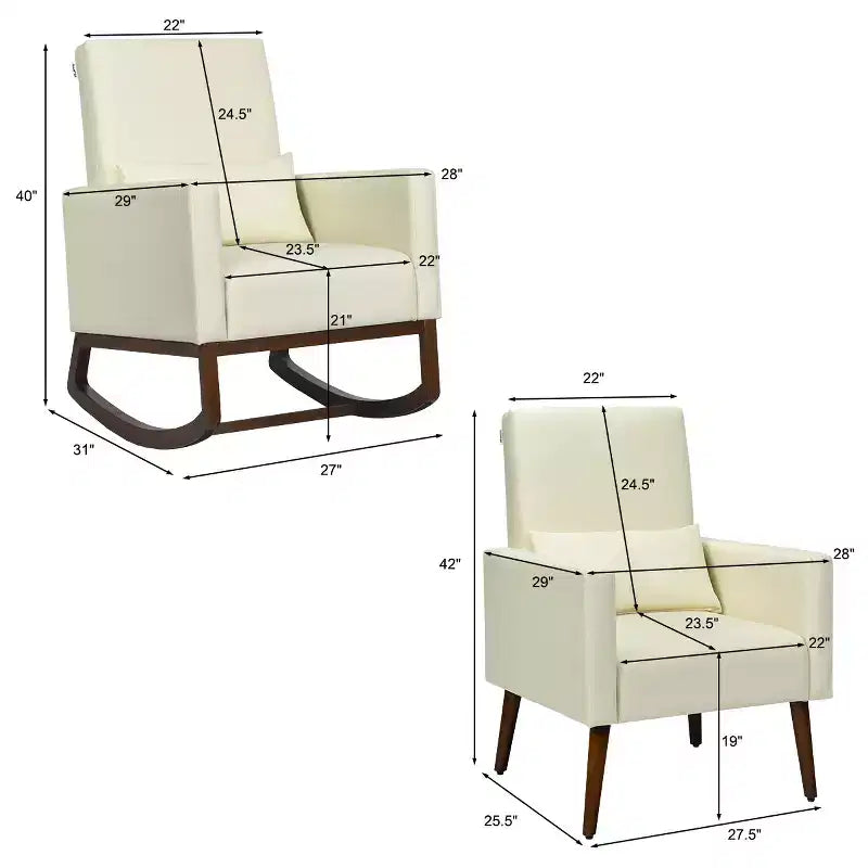 Costway Fauteuil à bascule 2-en-1 en tissu rembourré pour chambre d'enfant avec oreiller Beige