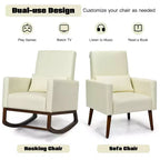 Costway Fauteuil à bascule 2-en-1 en tissu rembourré pour chambre d'enfant avec oreiller Beige