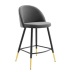 Lot de 2 tabourets de bar à hauteur de comptoir Cordial Performance en velours – Modway