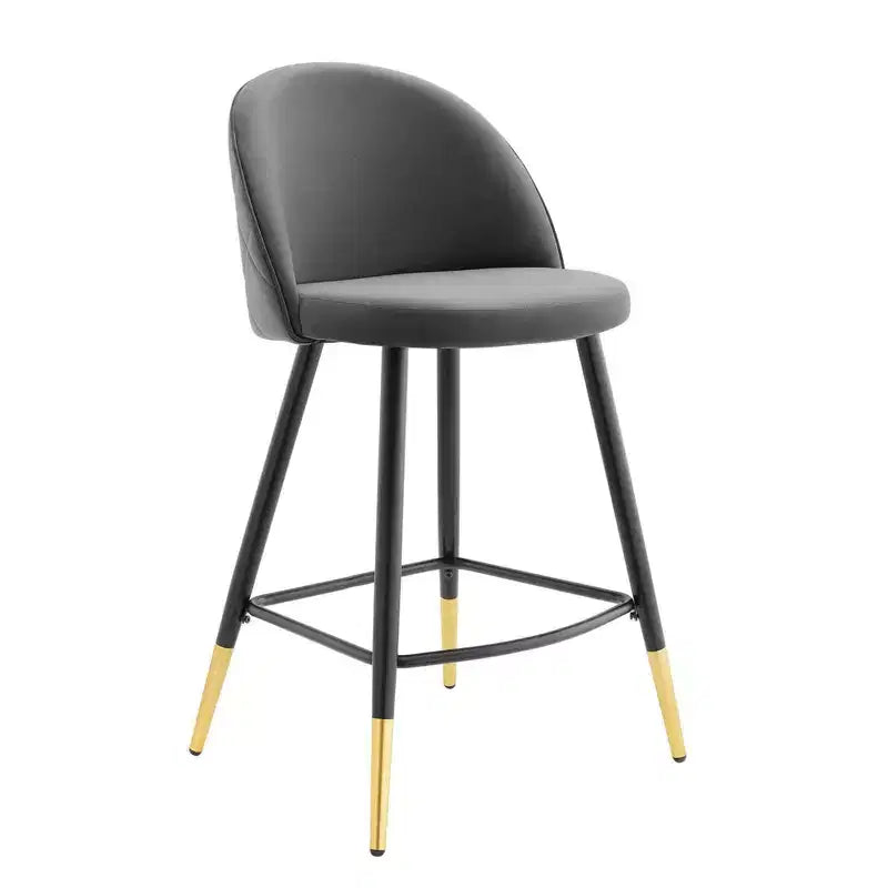 Lot de 2 tabourets de bar à hauteur de comptoir Cordial Performance en velours – Modway