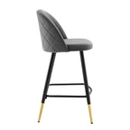 Lot de 2 tabourets de bar à hauteur de comptoir Cordial Performance en velours – Modway