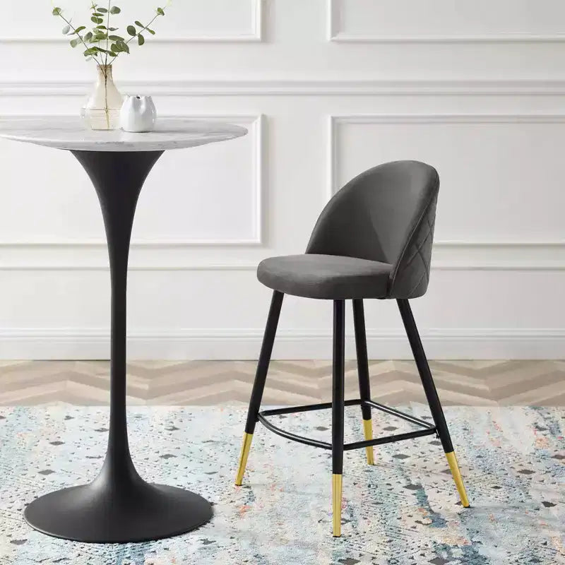 Lot de 2 tabourets de bar à hauteur de comptoir Cordial Performance en velours – Modway