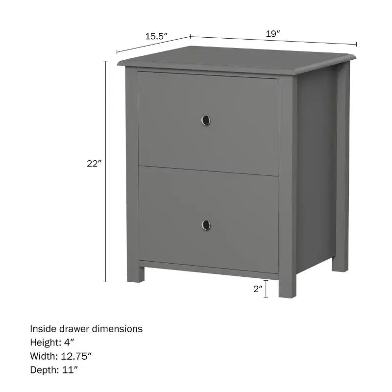 Table d'appoint Hastings Home avec 2 tiroirs et poignées argentées, Gris ardoise