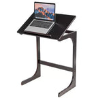 Table d'appoint réglable pour téléviseur, canapé en C, bureau pour ordinateur portable avec plateau inclinable en bambou