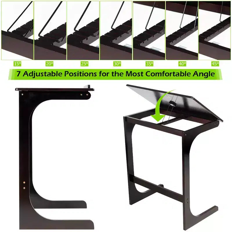 Table d'appoint réglable pour téléviseur, canapé en C, bureau pour ordinateur portable avec plateau inclinable en bambou