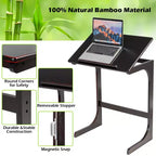 Table d'appoint réglable pour téléviseur, canapé en C, bureau pour ordinateur portable avec plateau inclinable en bambou