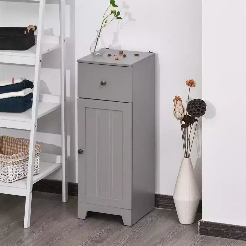 kleankin Petite Armoire de Rangement au Sol pour Salle de Bain Meuble Autonome avec 1 Tiroir et Étagère Réglable pour Salon