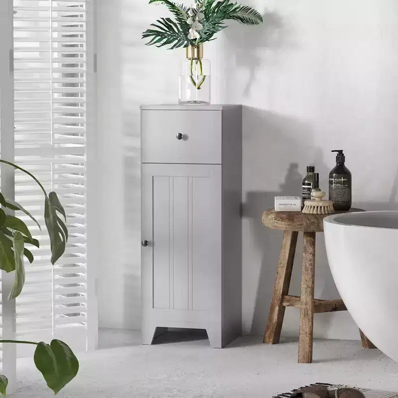 kleankin Petite Armoire de Rangement au Sol pour Salle de Bain Meuble Autonome avec 1 Tiroir et Étagère Réglable pour Salon