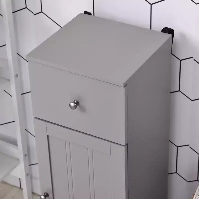 kleankin Petite Armoire de Rangement au Sol pour Salle de Bain Meuble Autonome avec 1 Tiroir et Étagère Réglable pour Salon