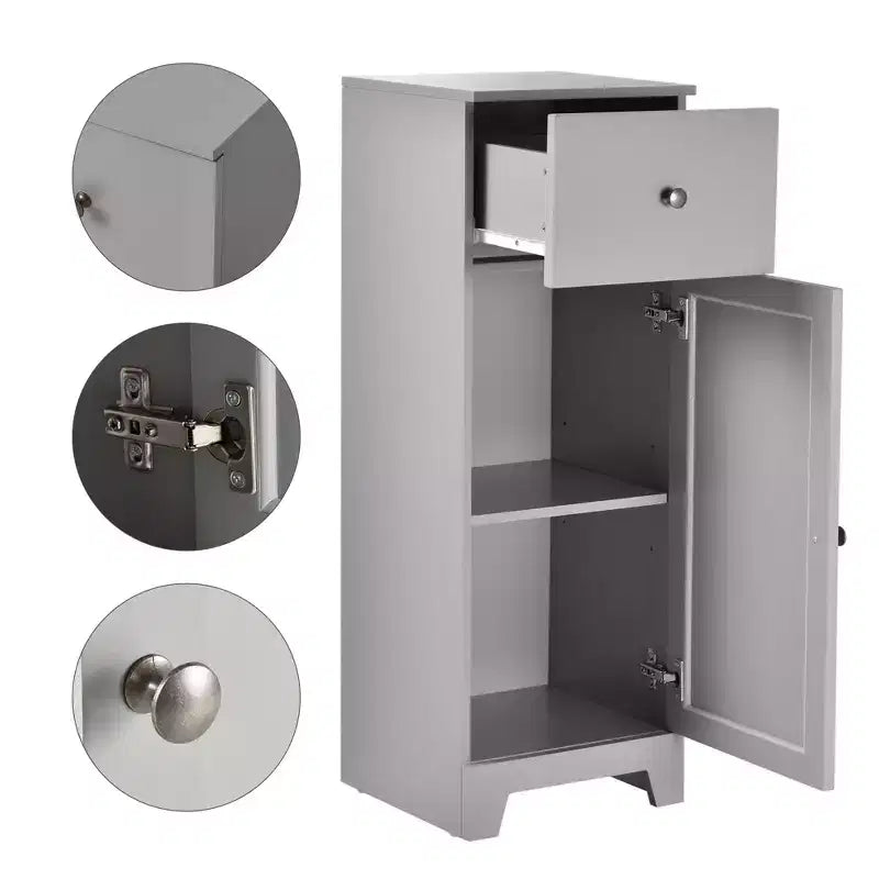 kleankin Petite Armoire de Rangement au Sol pour Salle de Bain Meuble Autonome avec 1 Tiroir et Étagère Réglable pour Salon