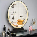 Miroir de Maquillage Lumineux Costway Hollywood Vanity, Télécommande, 4 Couleurs Variables, Noir/Or/Blanc
