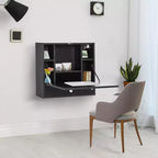 HOMCOM Bureau mural avec étagères de rangement, bureau flottant avec plateau pliable, table d'écriture d'ordinateur peu encombrante