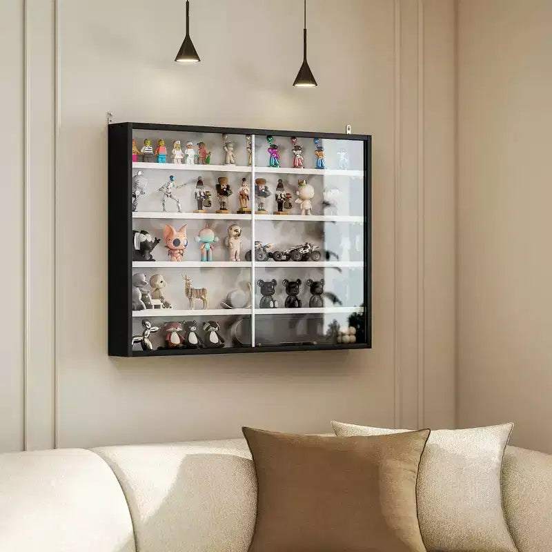 HOMCOM Vitrine 5 niveaux, Armoire murale avec porte vitrée et 4 étagères réglables
