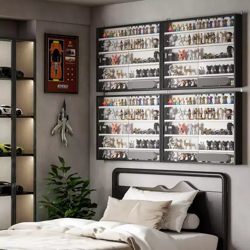 HOMCOM Vitrine 5 niveaux, Armoire murale avec porte vitrée et 4 étagères réglables