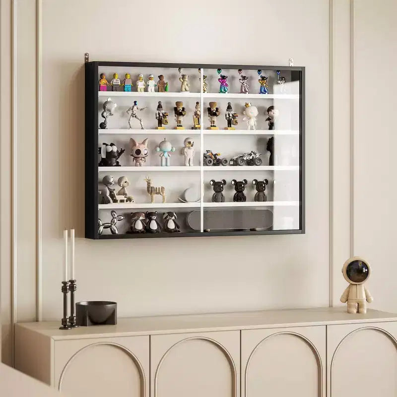 HOMCOM Vitrine 5 niveaux, Armoire murale avec porte vitrée et 4 étagères réglables