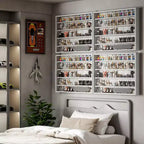HOMCOM Vitrine 5 niveaux, Armoire murale avec porte vitrée et 4 étagères réglables