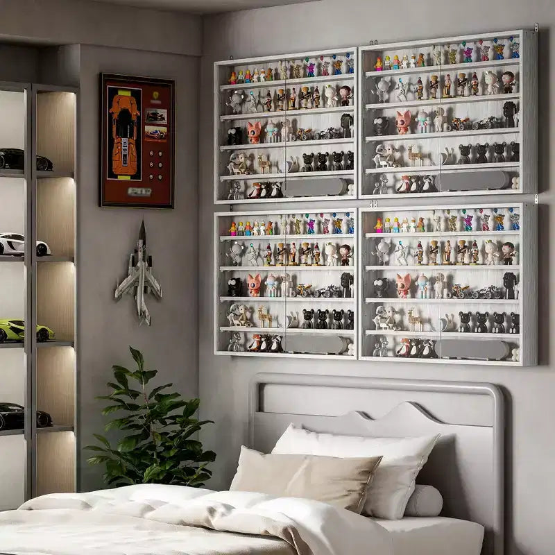 HOMCOM Vitrine 5 niveaux, Armoire murale avec porte vitrée et 4 étagères réglables