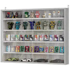 HOMCOM Vitrine 5 niveaux, Armoire murale avec porte vitrée et 4 étagères réglables