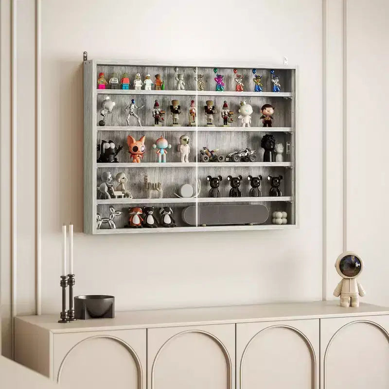 HOMCOM Vitrine 5 niveaux, Armoire murale avec porte vitrée et 4 étagères réglables