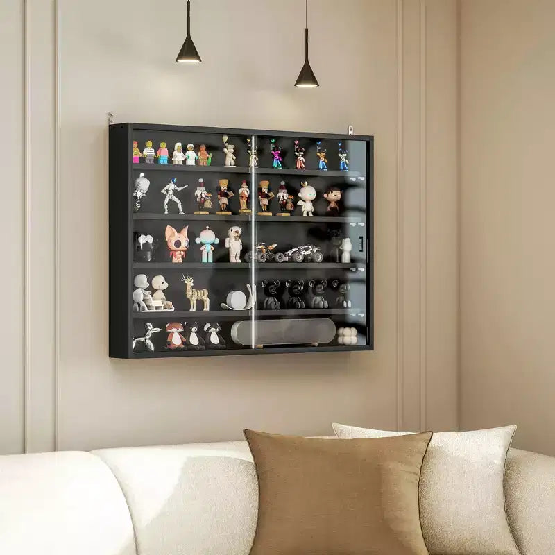 HOMCOM Vitrine 5 niveaux, Armoire murale avec porte vitrée et 4 étagères réglables