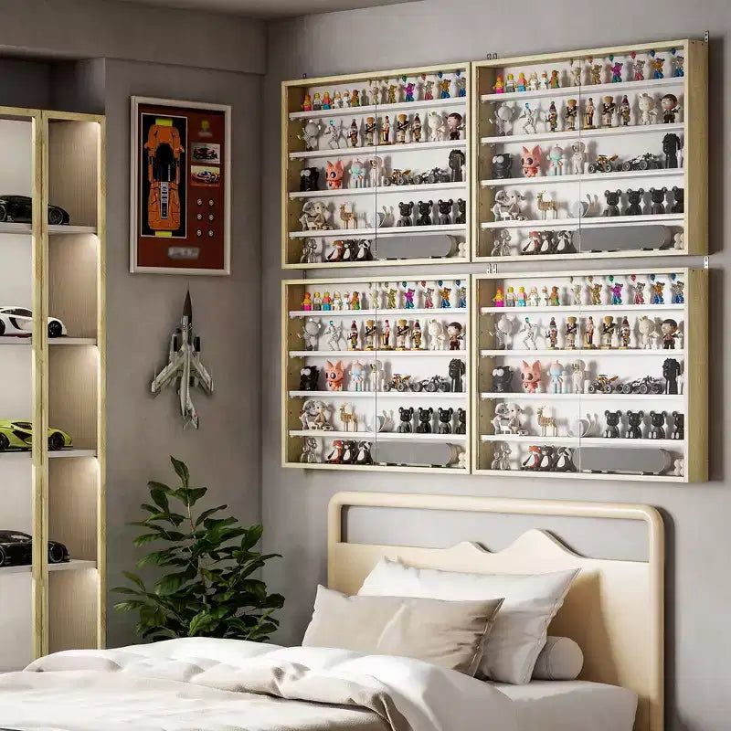 HOMCOM Vitrine 5 niveaux, Armoire murale avec porte vitrée et 4 étagères réglables