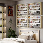 HOMCOM Vitrine 5 niveaux, Armoire murale avec porte vitrée et 4 étagères réglables