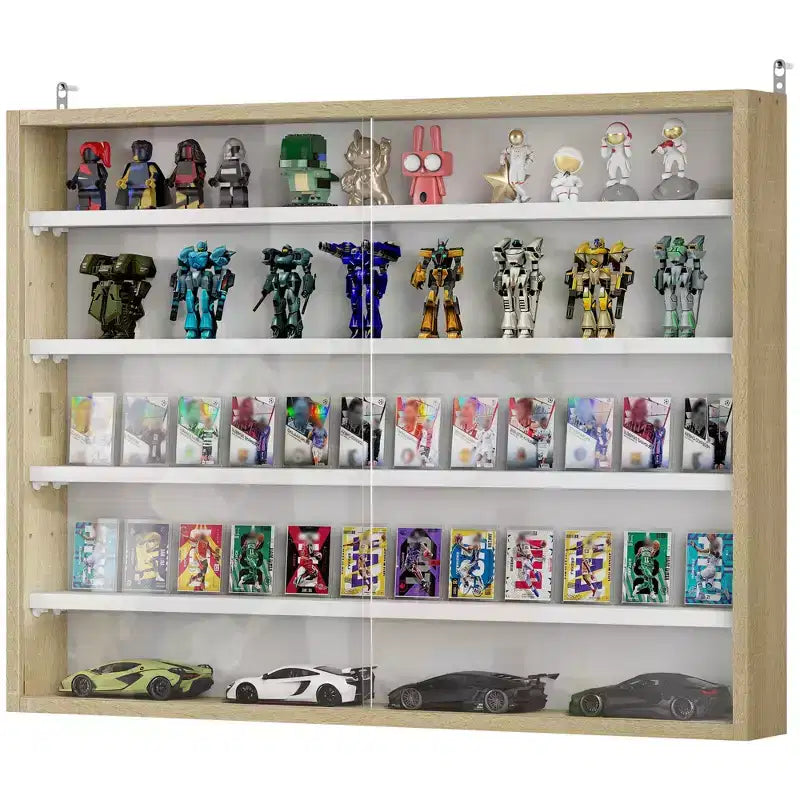 HOMCOM Vitrine 5 niveaux, Armoire murale avec porte vitrée et 4 étagères réglables