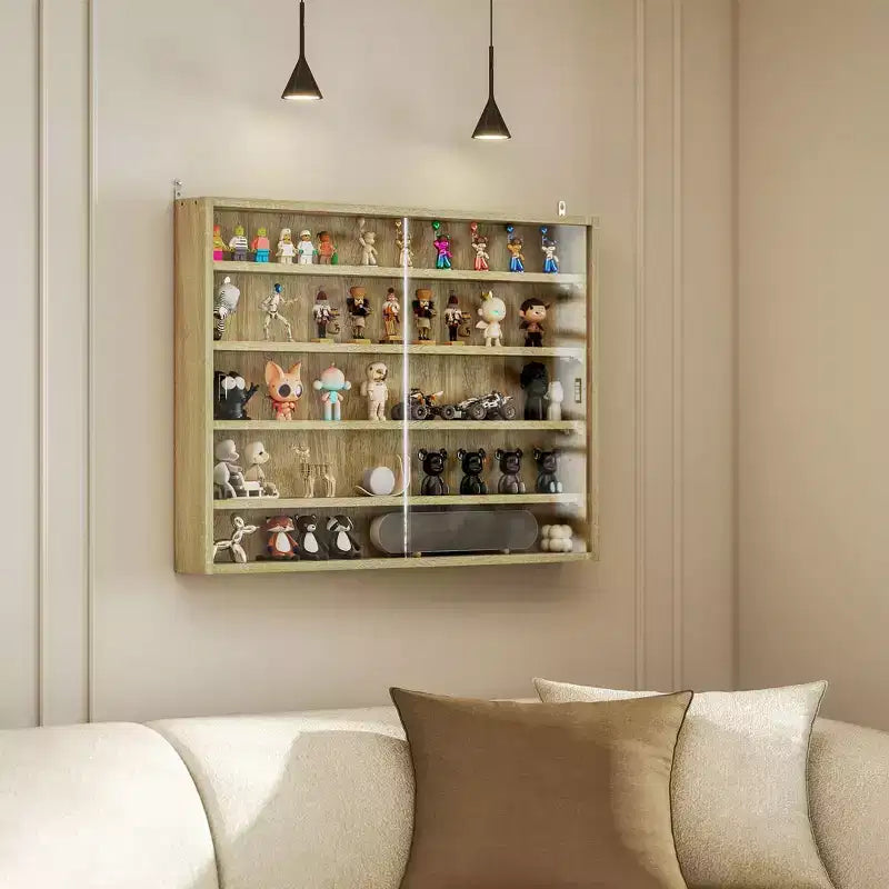 HOMCOM Vitrine 5 niveaux, Armoire murale avec porte vitrée et 4 étagères réglables