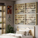 HOMCOM Vitrine 5 niveaux, Armoire murale avec porte vitrée et 4 étagères réglables