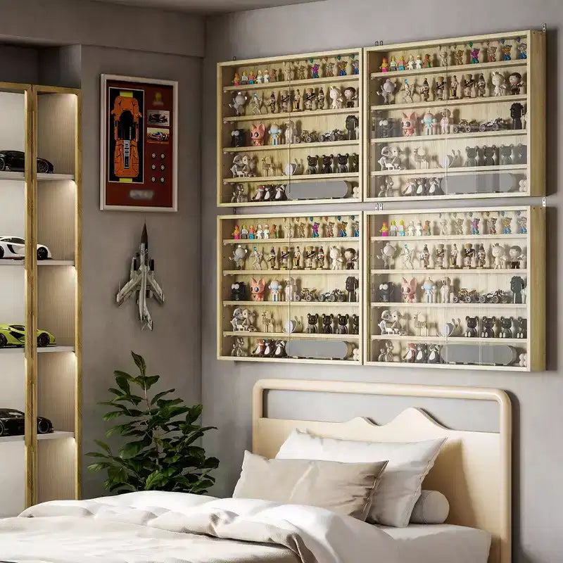 HOMCOM Vitrine 5 niveaux, Armoire murale avec porte vitrée et 4 étagères réglables