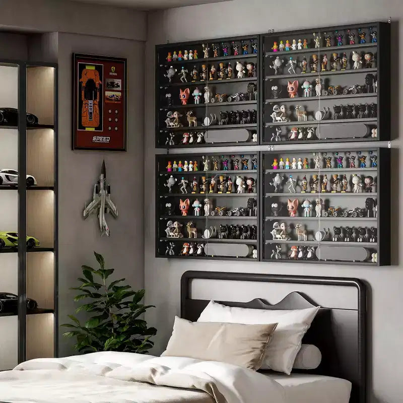 HOMCOM Vitrine 5 niveaux, Armoire murale avec porte vitrée et 4 étagères réglables