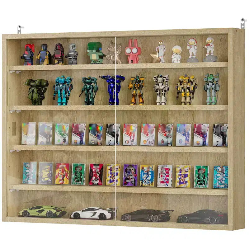 HOMCOM Vitrine 5 niveaux, Armoire murale avec porte vitrée et 4 étagères réglables