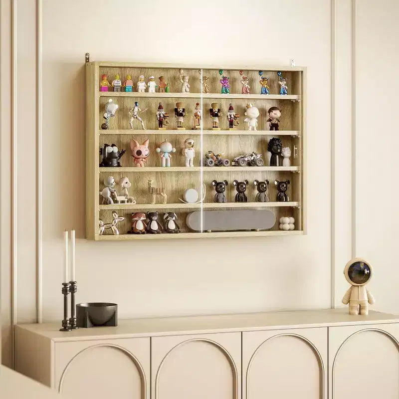 HOMCOM Vitrine 5 niveaux, Armoire murale avec porte vitrée et 4 étagères réglables