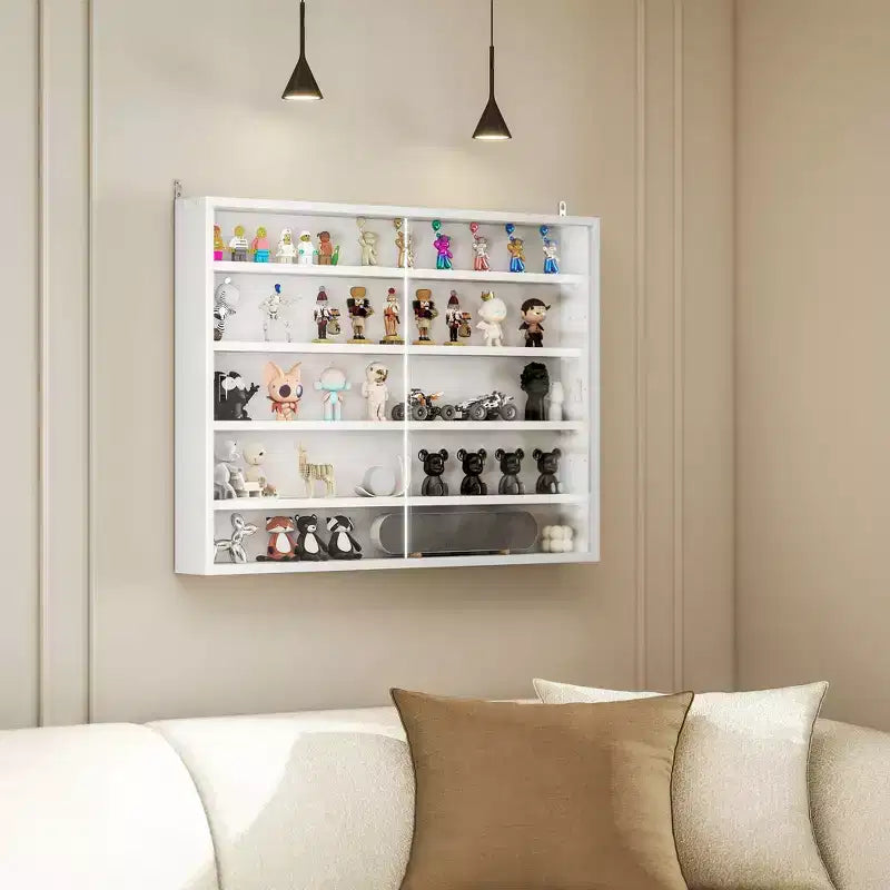 HOMCOM Vitrine 5 niveaux, Armoire murale avec porte vitrée et 4 étagères réglables