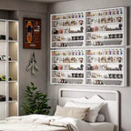 HOMCOM Vitrine 5 niveaux, Armoire murale avec porte vitrée et 4 étagères réglables