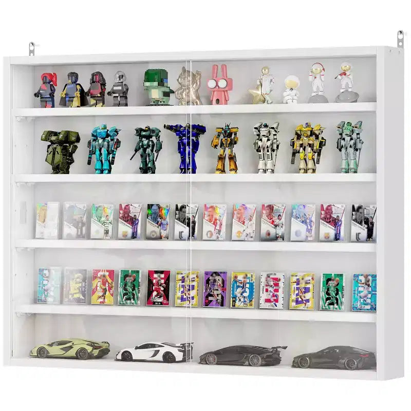 HOMCOM Vitrine 5 niveaux, Armoire murale avec porte vitrée et 4 étagères réglables