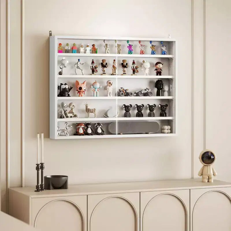 HOMCOM Vitrine 5 niveaux, Armoire murale avec porte vitrée et 4 étagères réglables