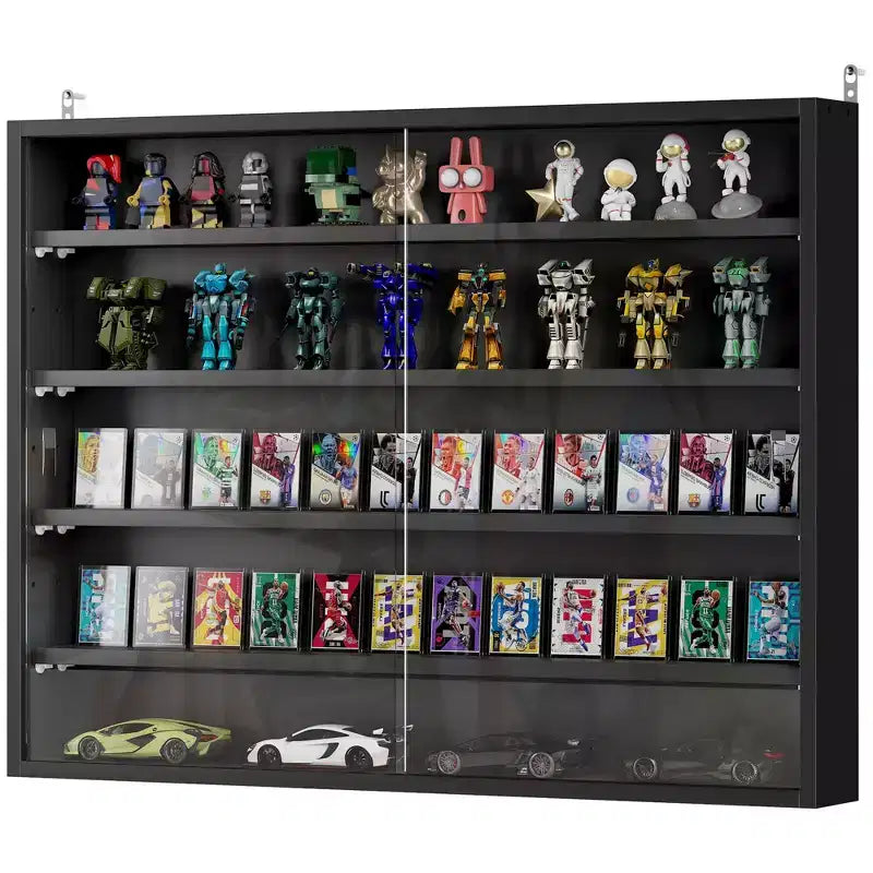 HOMCOM Vitrine 5 niveaux, Armoire murale avec porte vitrée et 4 étagères réglables