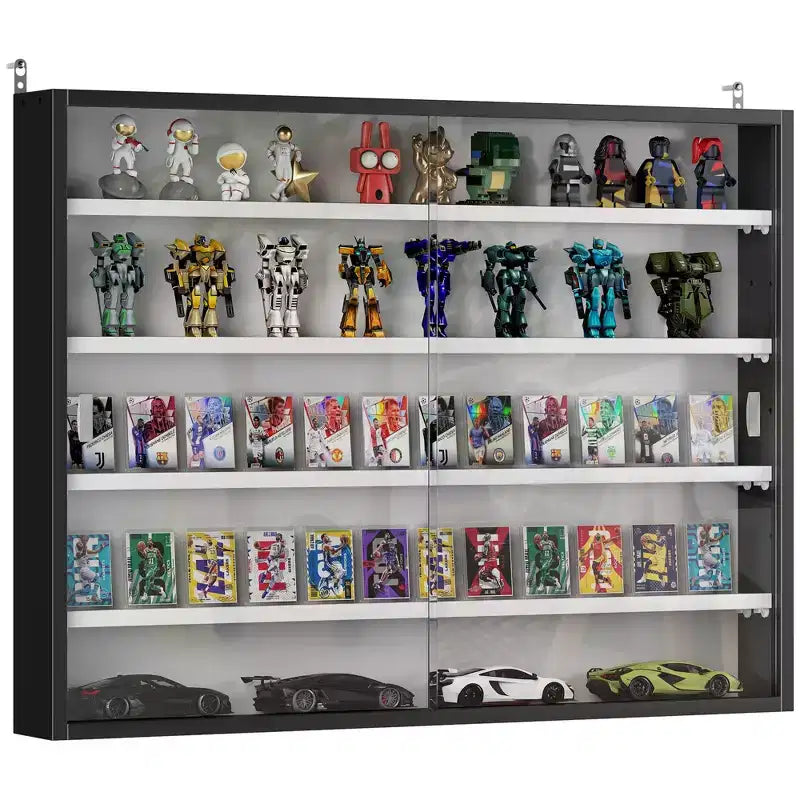 HOMCOM Vitrine 5 niveaux, Armoire murale avec porte vitrée et 4 étagères réglables